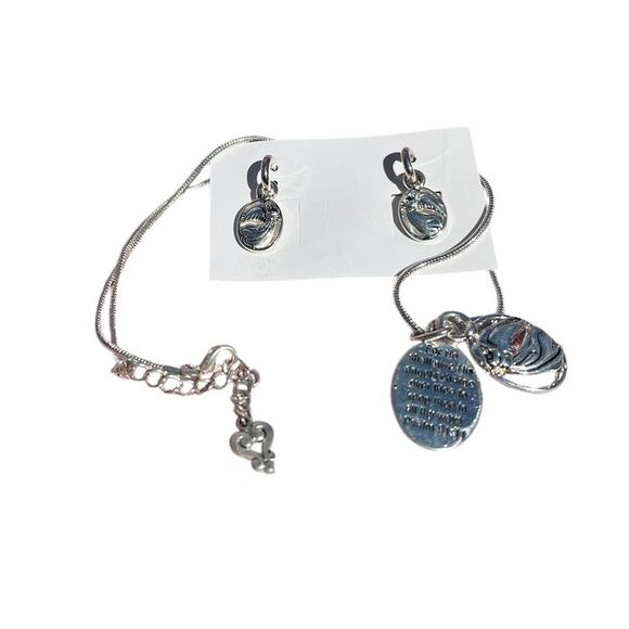 Angel Religious Psalm 91:11 Angelic Protection Necklace Set Retro Deadstock NEW - Picture 2 of 11